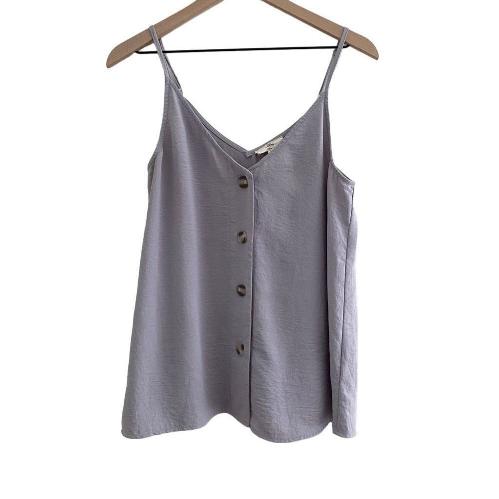 Entro Large Gray Tank Top Spaghetti Strap Button Down Casual Shirt